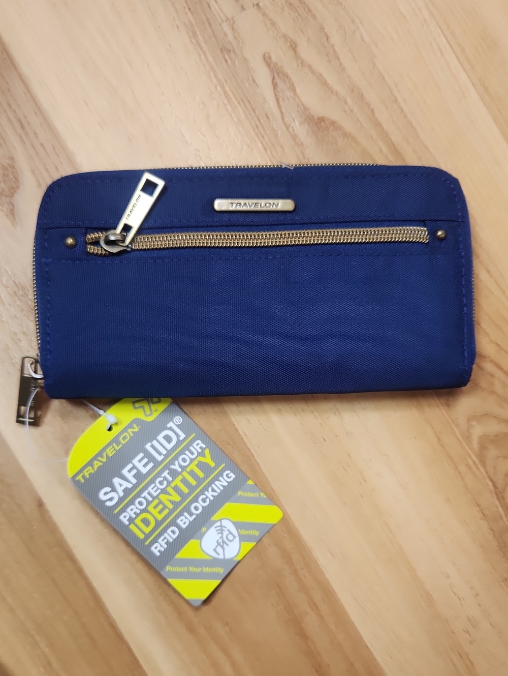 Travelon Navy Blue RFID Zip Around Wallet with Front Pocket